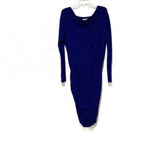 Athleta Women's Blue Ruched Long Sleeve Dress SZ S